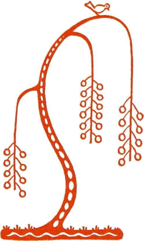 Bird on stylized tree