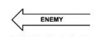 Sketch of a left-pointing arrow with 'ENEMY' on it. This arrow heads the text below.