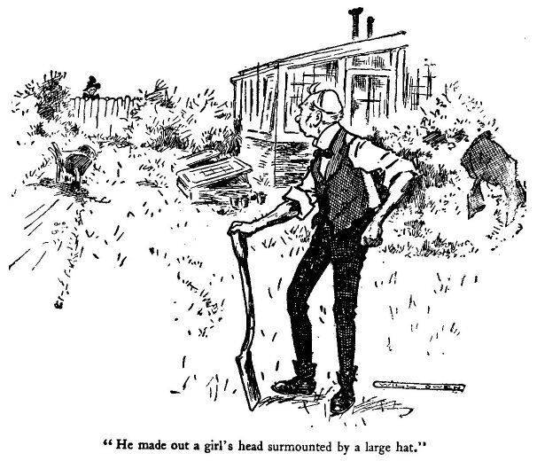'he Made out a Girl's Head Surmounted by A Large Hat.'
