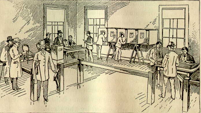 Arrangement of polling place as required by
Massachusetts law.