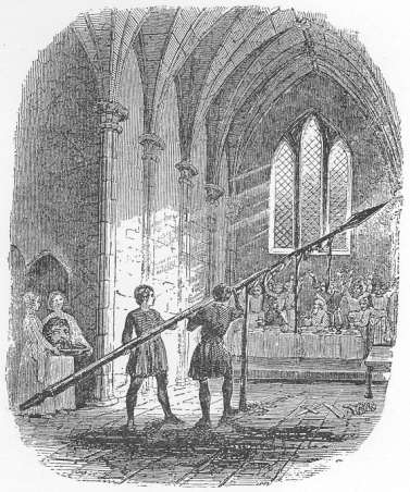 &ldquo;Bearing a spear of mighty size, with three 
streams of blood flowing from the point to the ground.&rdquo;