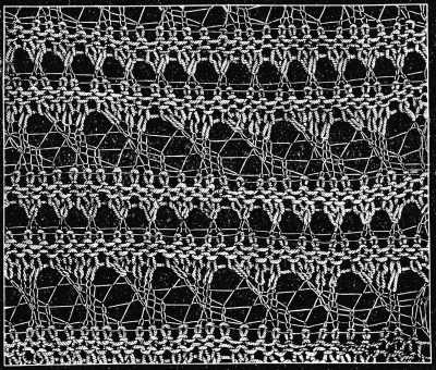 FIG. 386.
KNITTING PATTERN WITH TWO KINDS OF THREAD.