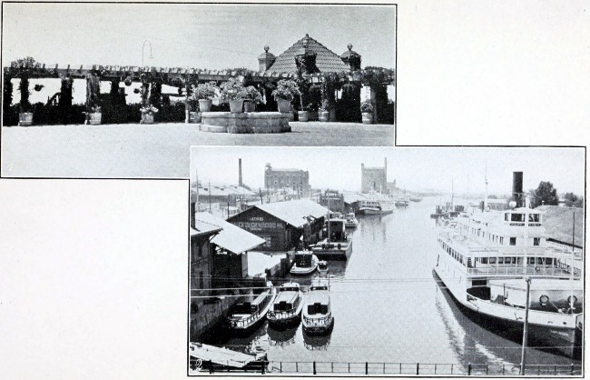1. Roof Garden, Stockton Hotel. 2. Head of San Joaquin
River, Stockton.