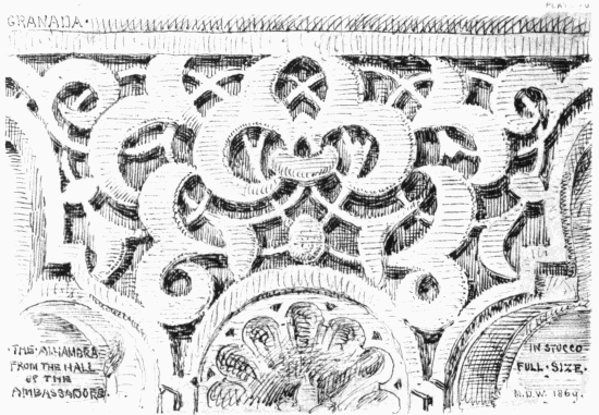 PLATE 70
GRANADA
THE ALHAMBRA FROM THE HALL OF THE AMBASSADORS
IN STUCCO FULL SIZE
MDW 1869