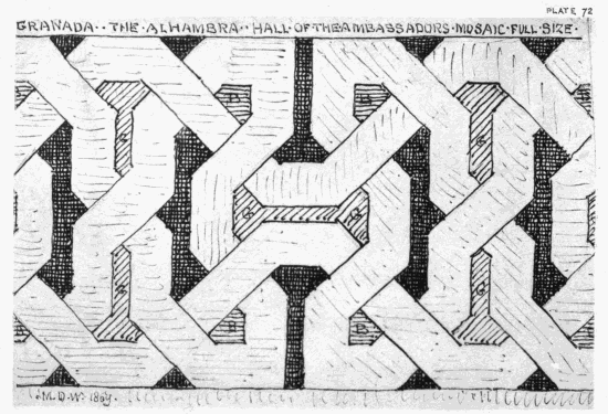 PLATE 72
GRANADA
THE ALHAMBRA
HALL OF THE AMBASSADORS
MOSAIC FULL SIZE
MDW 1869