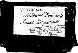 Fig. 9.&mdash;Fac-simil� du couvercle de la bo�te envoy�e par Latude � Mme de Pompadour