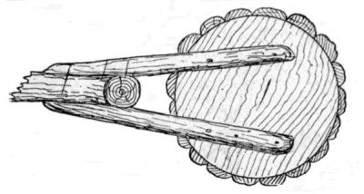 Fig. 27.&mdash;Method of Supporting End
          Shelves of Flower-pot Stand at A
          and B (Fig. 24).
