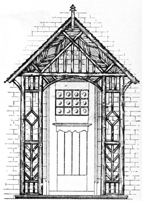 Fig. 94.&mdash;Front Elevation of Cottage Porch.