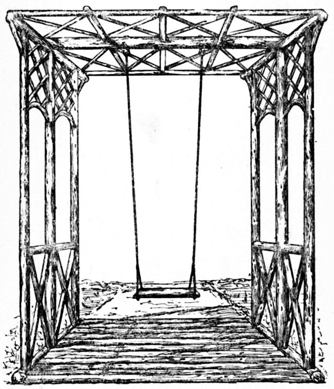 Fig. 101.&mdash;General View of Rustic Canopy for Swing.