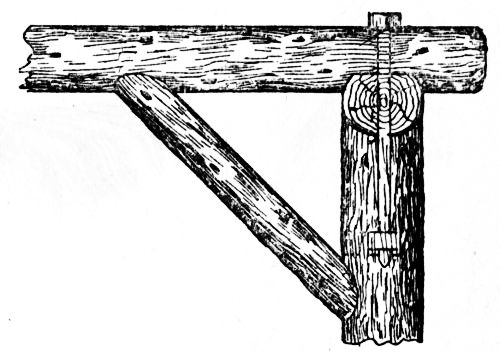 Fig. 105.&mdash;Securing Cross Rails to Plates and Posts of
    Canopy.