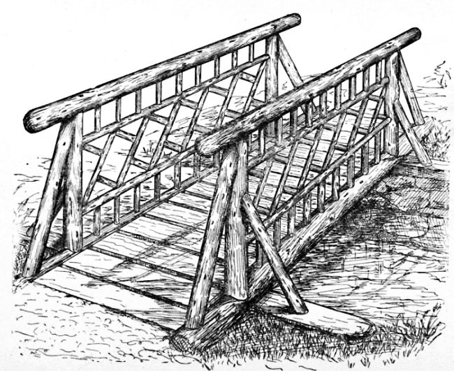 Fig. 121.&mdash;Rustic Foot-bridge.