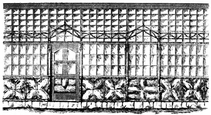 Fig. 134.&mdash;Front Elevation of Glazed Verandah for Grape Culture.