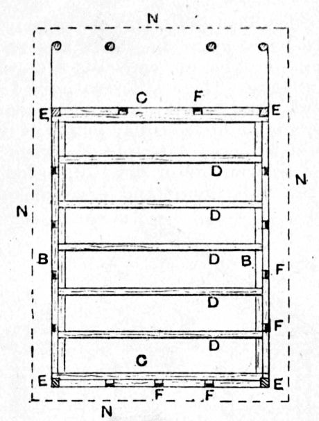 Fig. 143.&mdash;Plan of Ground Framework of Garden Snuggery.