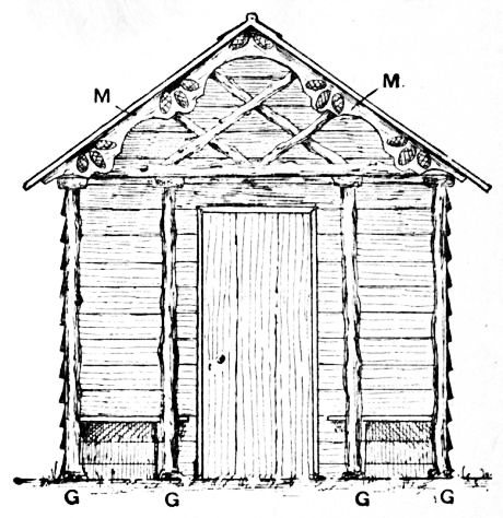 Fig. 145.&mdash;Front Elevation of Snuggery Porch.