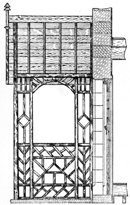 Fig. 95.&mdash;Vertical Section of Cottage Porch.