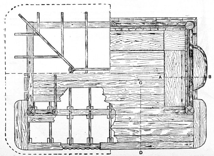 Fig. 164.&mdash;Part Roof, Seat, and Floor Plans for Tennis Lawn Shelter.