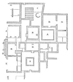 GROUND PLAN OF FIRST TOLTEC HOUSE UNEARTHED AT TULA
(FROM LEMAIRE).
