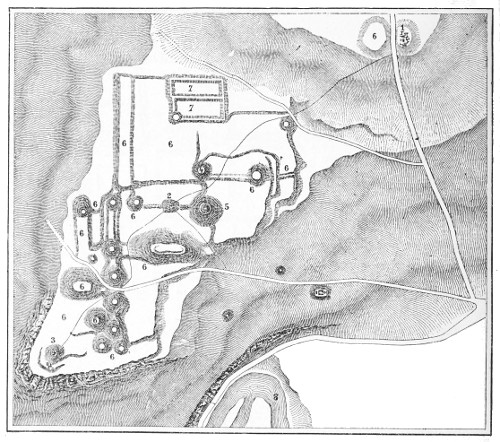 GROUND PLAN OF FIRST TOLTEC HOUSE UNEARTHED AT TULA
(FROM LEMAIRE).