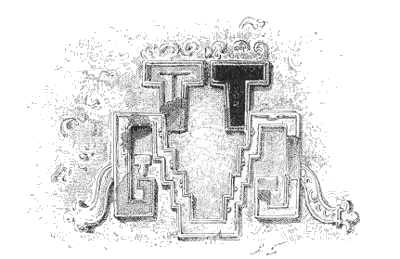 FRAGMENT OF DECORATION SHAPED LIKE A TAU, SURROUNDING NICHES IN THE CORRIDORS
AND APARTMENTS OF THE PALACE.
