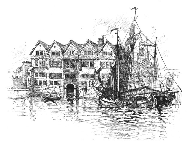 VIEW OF COLD HARBOR IN THAMES STREET,
ABOUT 1600