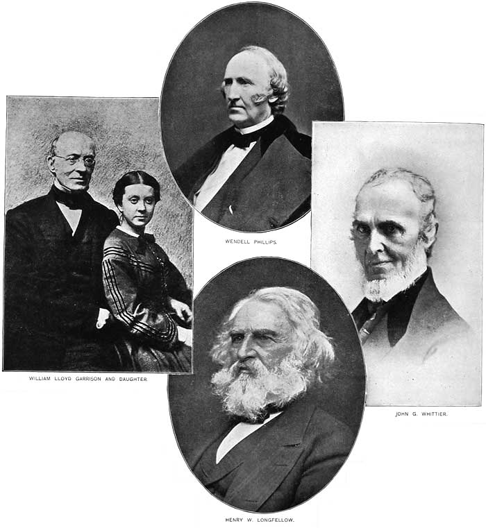 WILLIAM LLOYD GARRISON AND DAUGHTER,
			WENDELL PHILLIPS, HENRY W. LONGFELLOW, AND JOHN G. WHITTIER