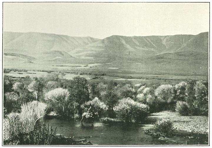 Fig. 192. The Bing&ouml;l Cliffs with the Head Waters of the Bing&ouml;l Su from the Village of Chaghelik.