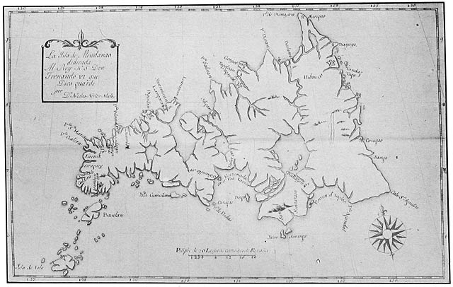 Map of Mindanao, 1757; by Nicol&aacute;s Norton Nicols