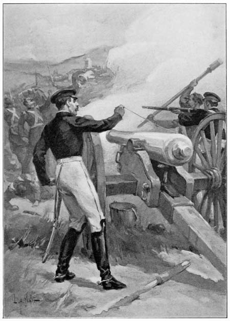 In another moment the gun was pouring death into the
ranks of its late owners